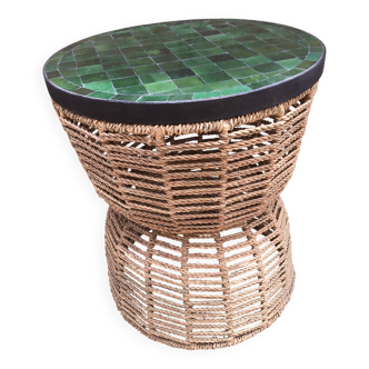Nomadic table in doum with zellige top