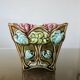 Vase, art nouveau cache pot, in barbotine, Onnaing majolica with floral motif.