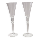 Pair of Vintage Transparent Crystal Flutes attributed to Baccarat