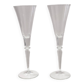 Paire de flûtes vintage en cristal transparent attribuées à Baccarat