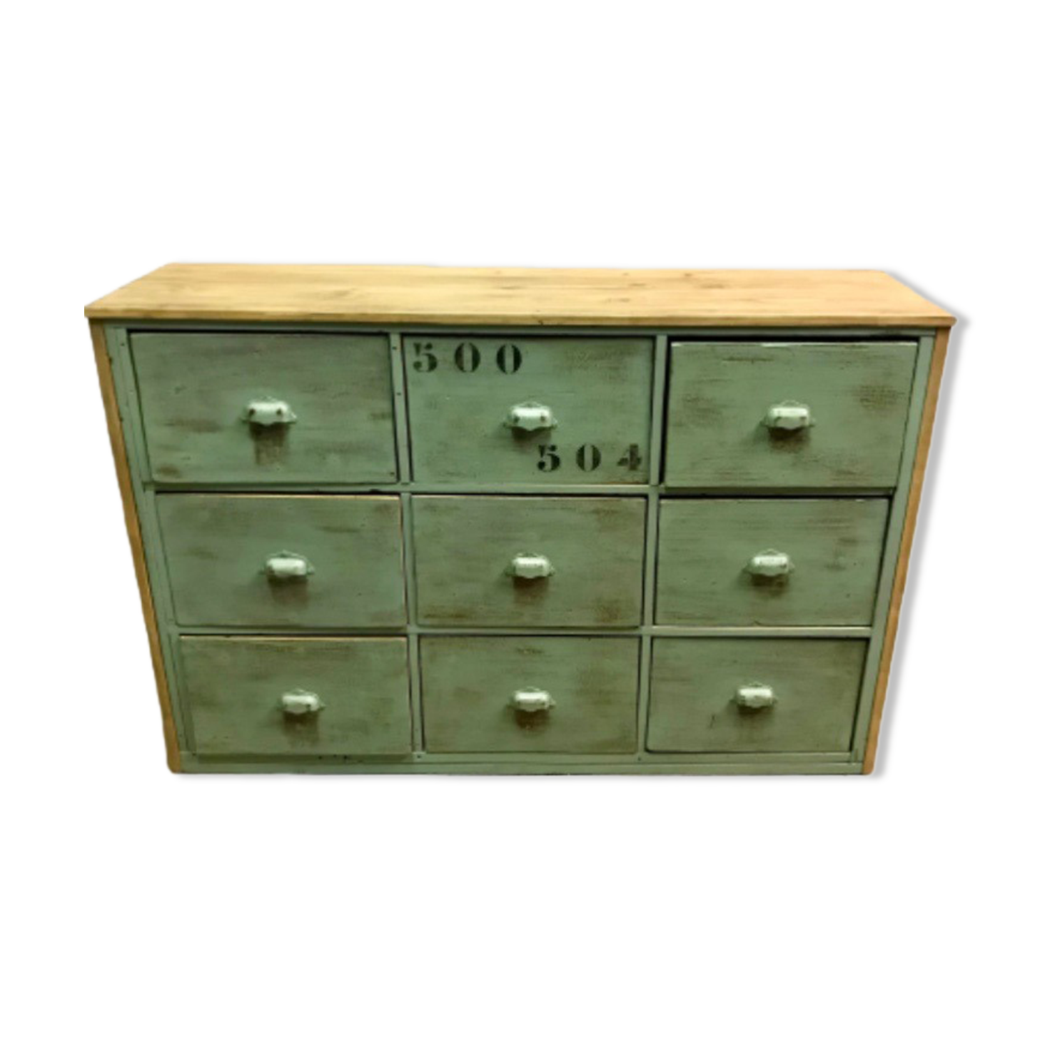 Furniture of metier enfilade with restored wooden drawers