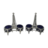 Pair of solid silver salt pans