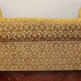Drop end settee in material - gold colour ,