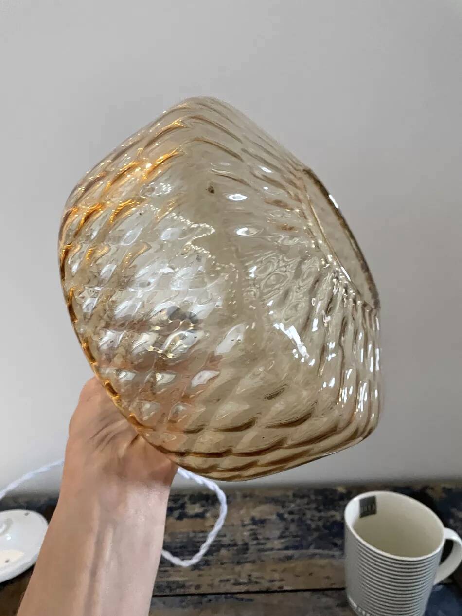 Gold-plated glass pendant light with diamonds