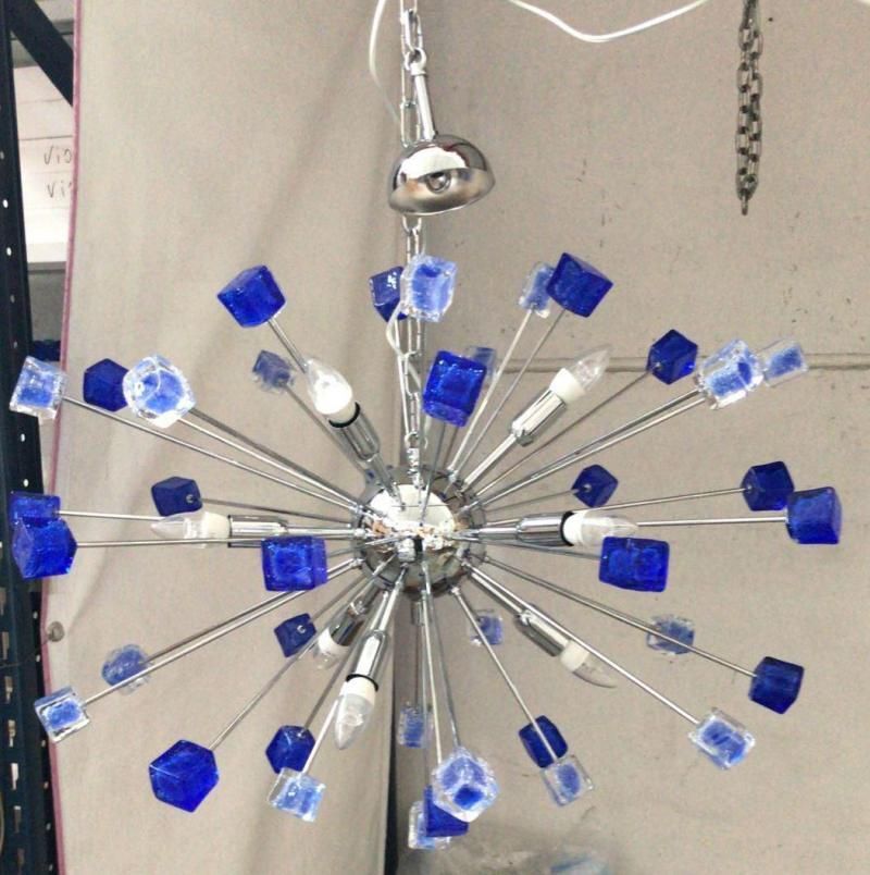 Chandelier murano glass sputnik blue italian handmade