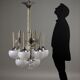 Vintage lacquered steel chandelier with glass spheres, Italy, 1960s-1970s.