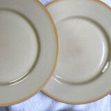 9 assiettes en grès beige tulowice mid century