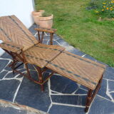 Rattan folding lounge chair