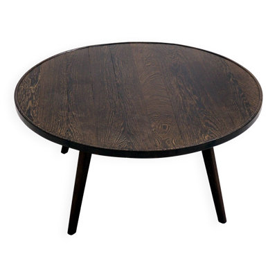 Table basse rurale à l'architecture contemporaine, bois de wengé massif