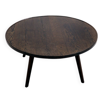 Table basse rurale à l'architecture contemporaine, bois de wengé massif