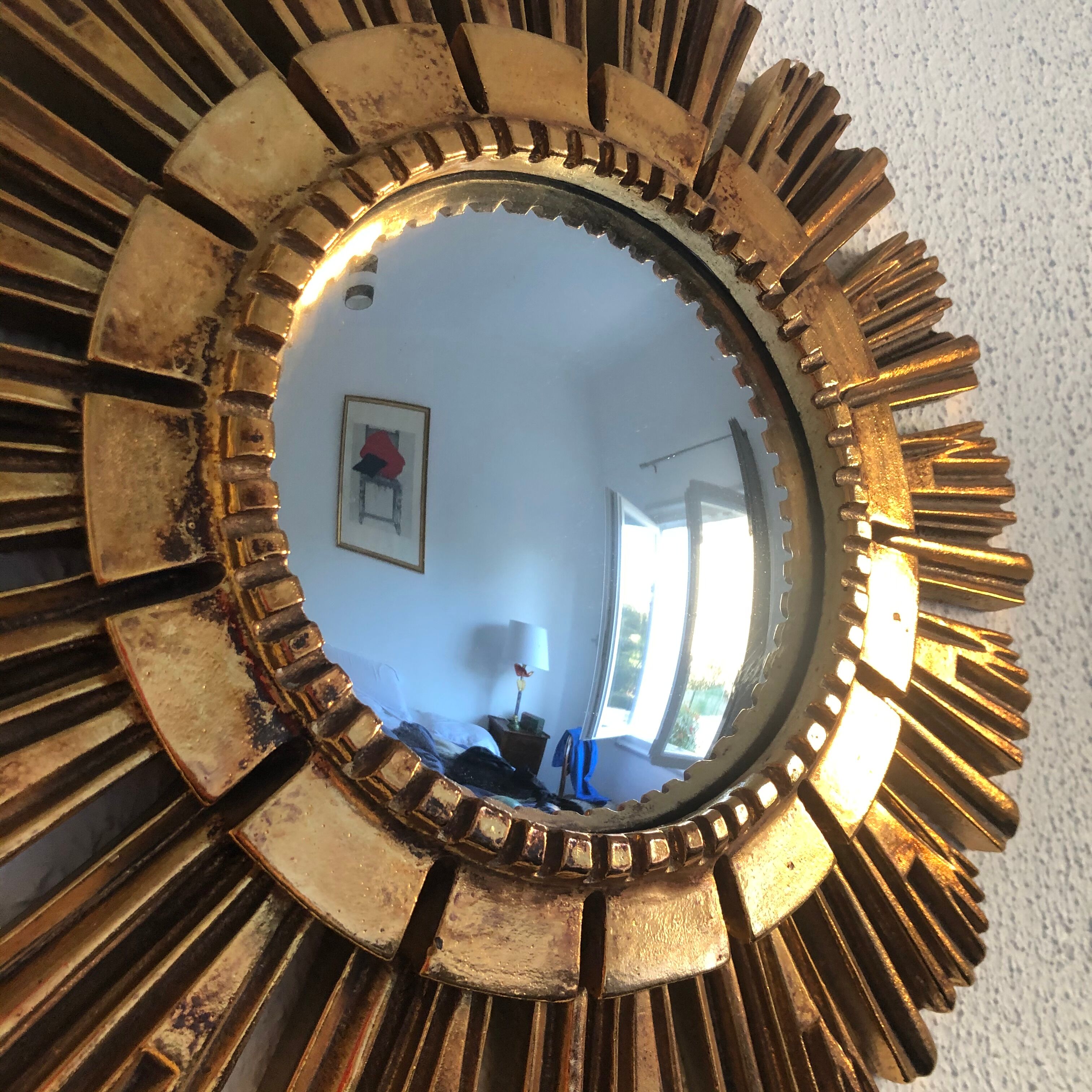 Mirror sun vintage golden witch eye 1960 - 40 cm