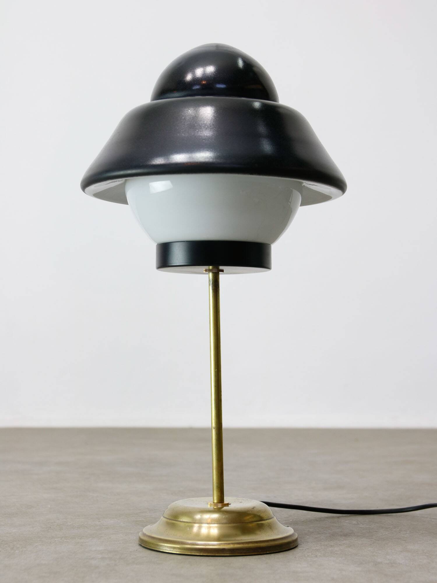 Mid-century Italian Brass & Glass Table Lamp, 1960s