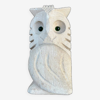 Vintage owl night light lamp reconstituted stone owl