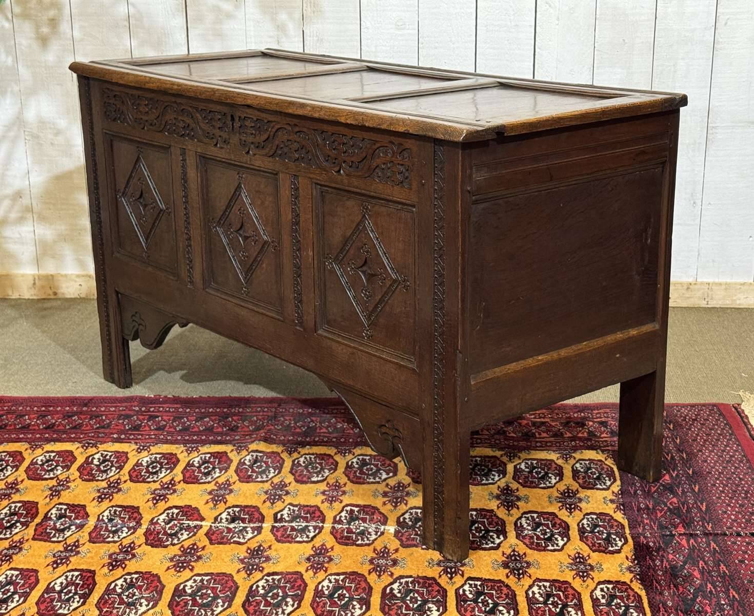 19th-century English oak chest