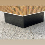 Plexiglas coffee table and inlaid cushioning 1970