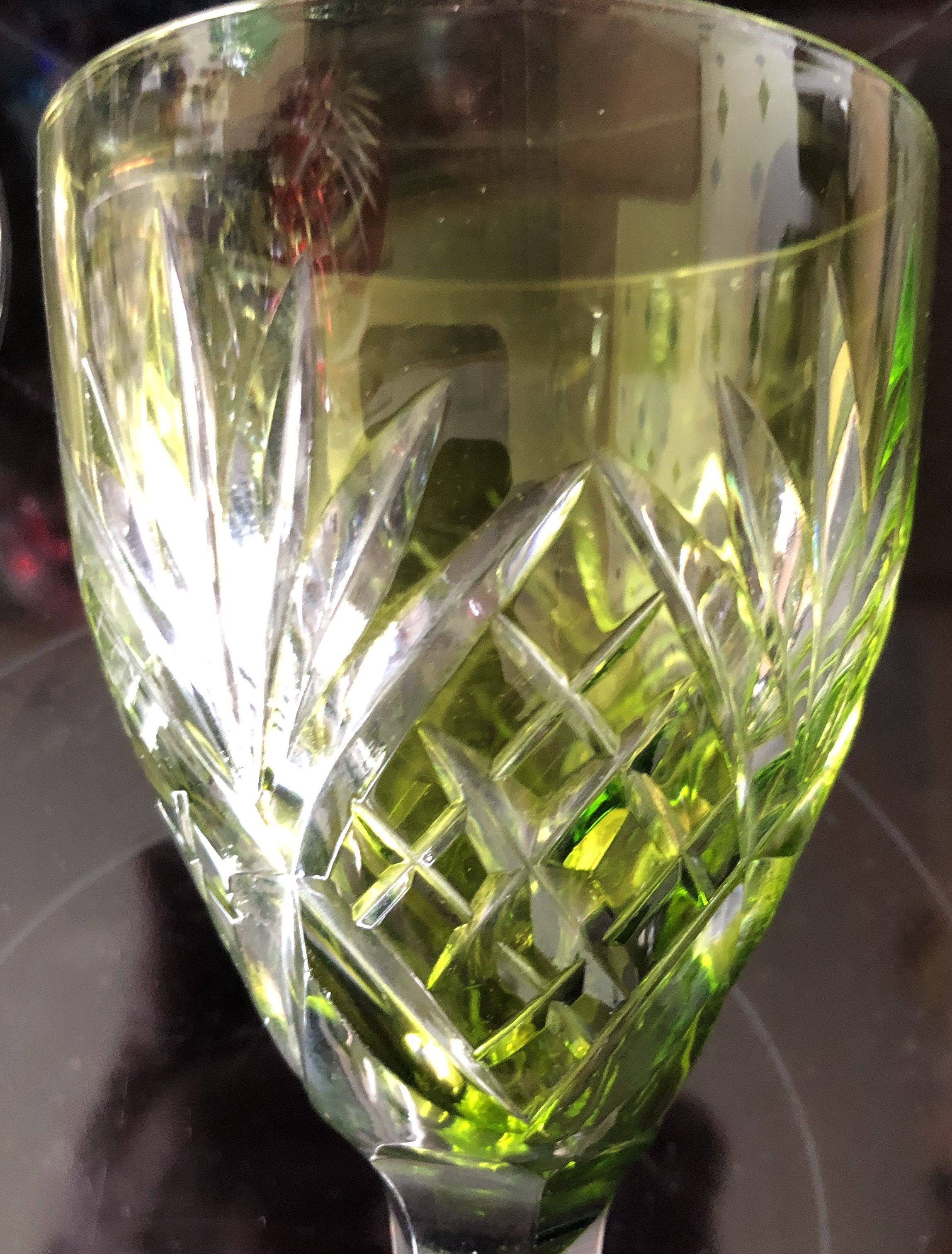 Set of six glasses of St. Louis colored wine model Chantilly