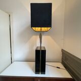 MAISON JANSEN (attr) 'Ammonite' lamp 102cm, gilded brass and black lacquered wood