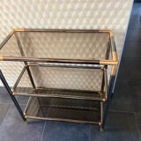 Console shelf smoked glass aluminum and brass