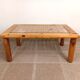 Vintage modernist coffee table in pine and glass 70s 80s