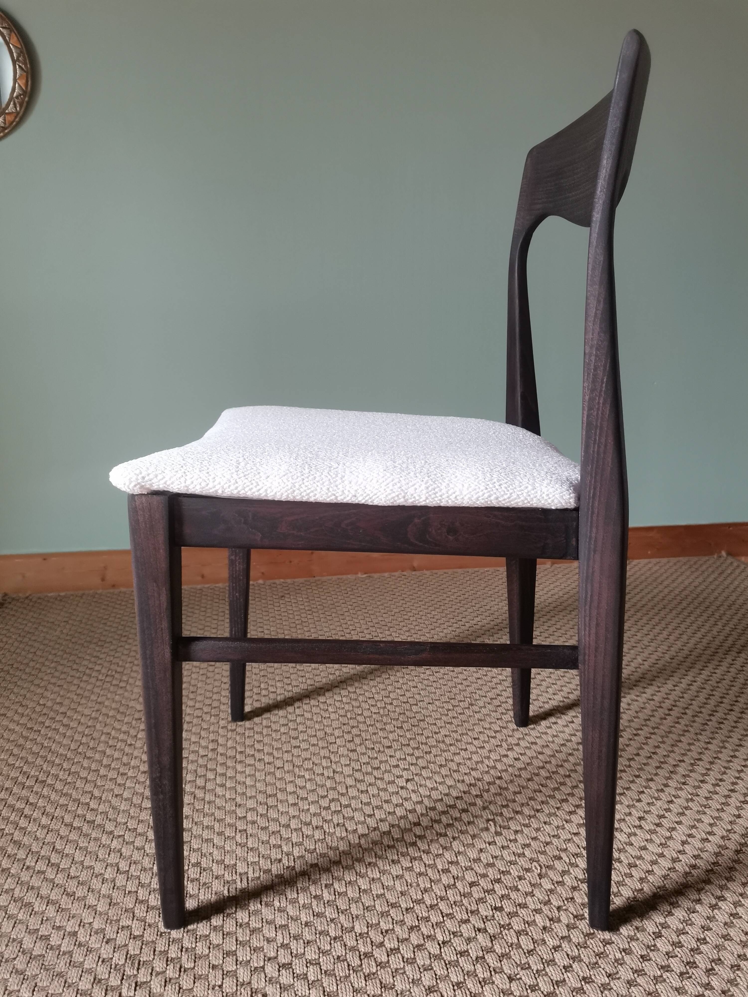 White boucle Scandinavian chairs