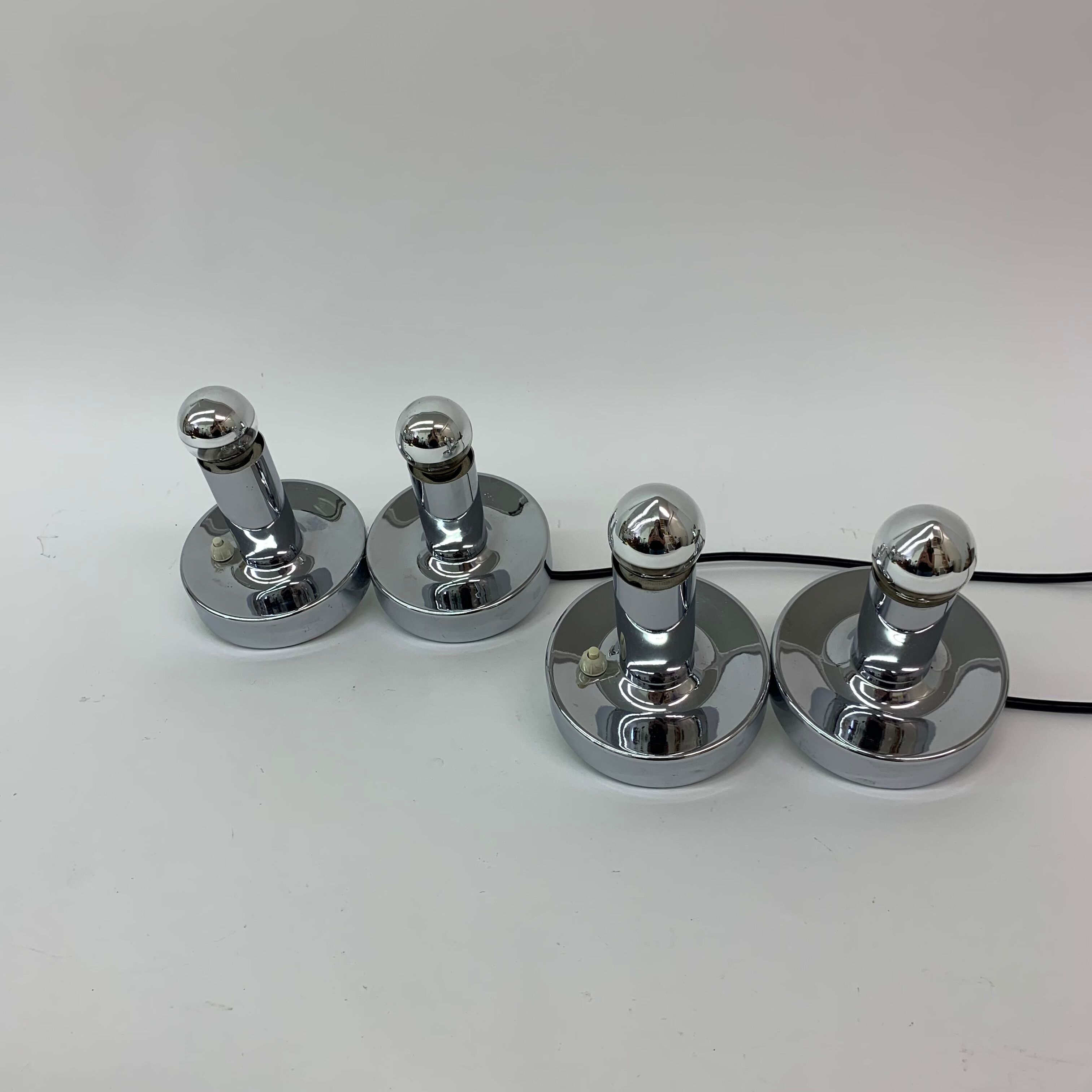 Set of 2 Space age chrome bedside lamps , 1970’s