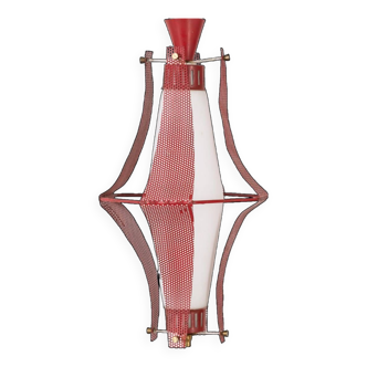 Vintage 70's pendant lamp metal and glass italian design