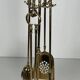 Neoclassical Polished Brass Fire Set with Ring Tools