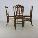Set of four original italian design dining chairs by Descalzi for Chiavari