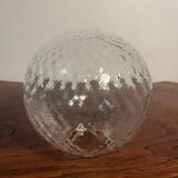 Metal lamp and art deco ribbed glass globe