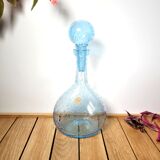 Carafe Biot blue bubbled glass