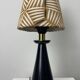 Conical table lamp in brass and wood, Italy 1960