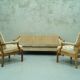 Scandinavian teak & velvet living room set, 1960s
