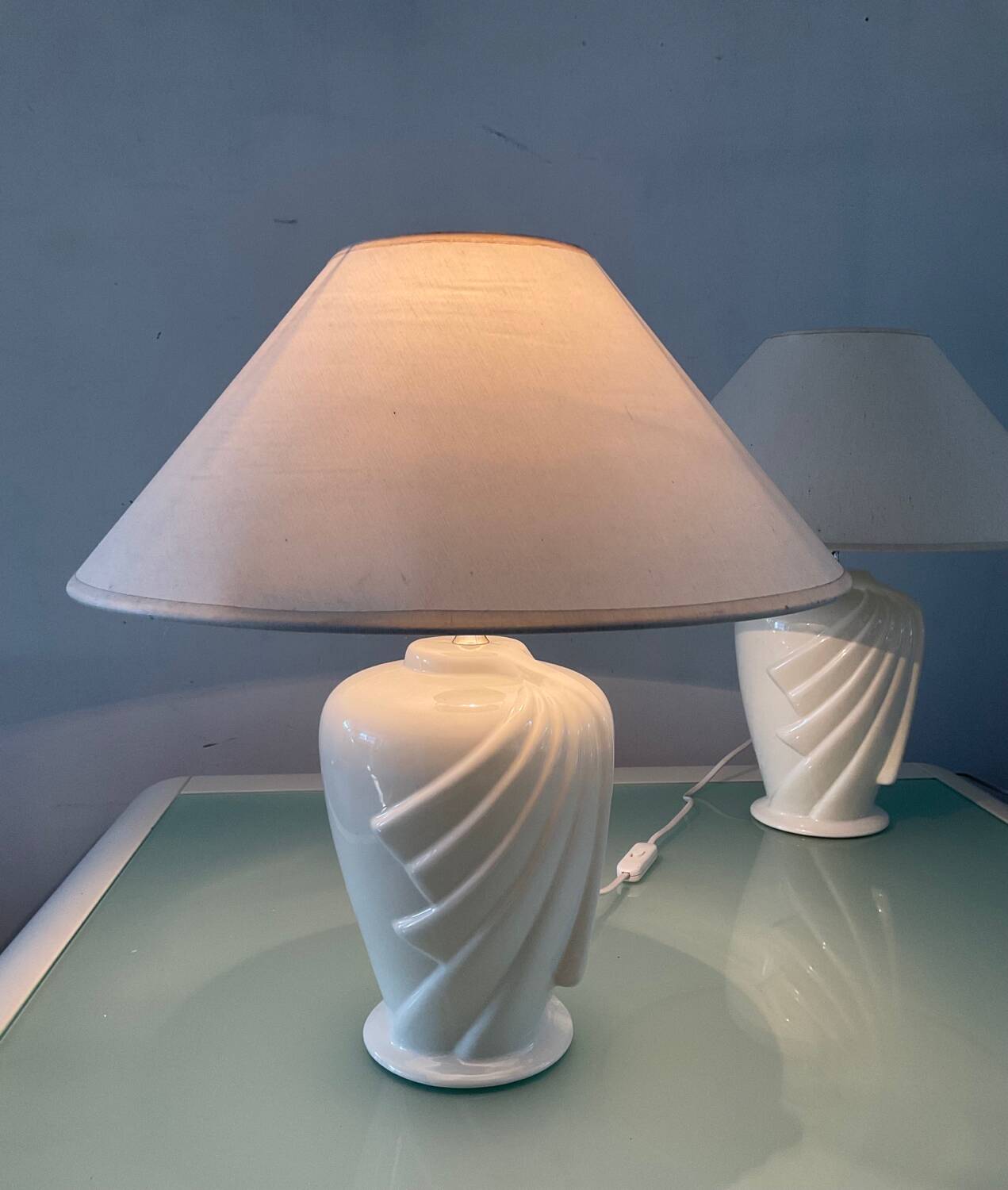 Paire de lampes vintage en céramique