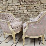 Pair of 1960s silk bergère armchairs