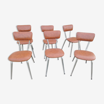 6 chaises skaï vintage année 1960