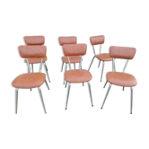 6 chaises skaï vintage année 1960