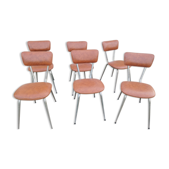 6 chaises skaï vintage année 1960