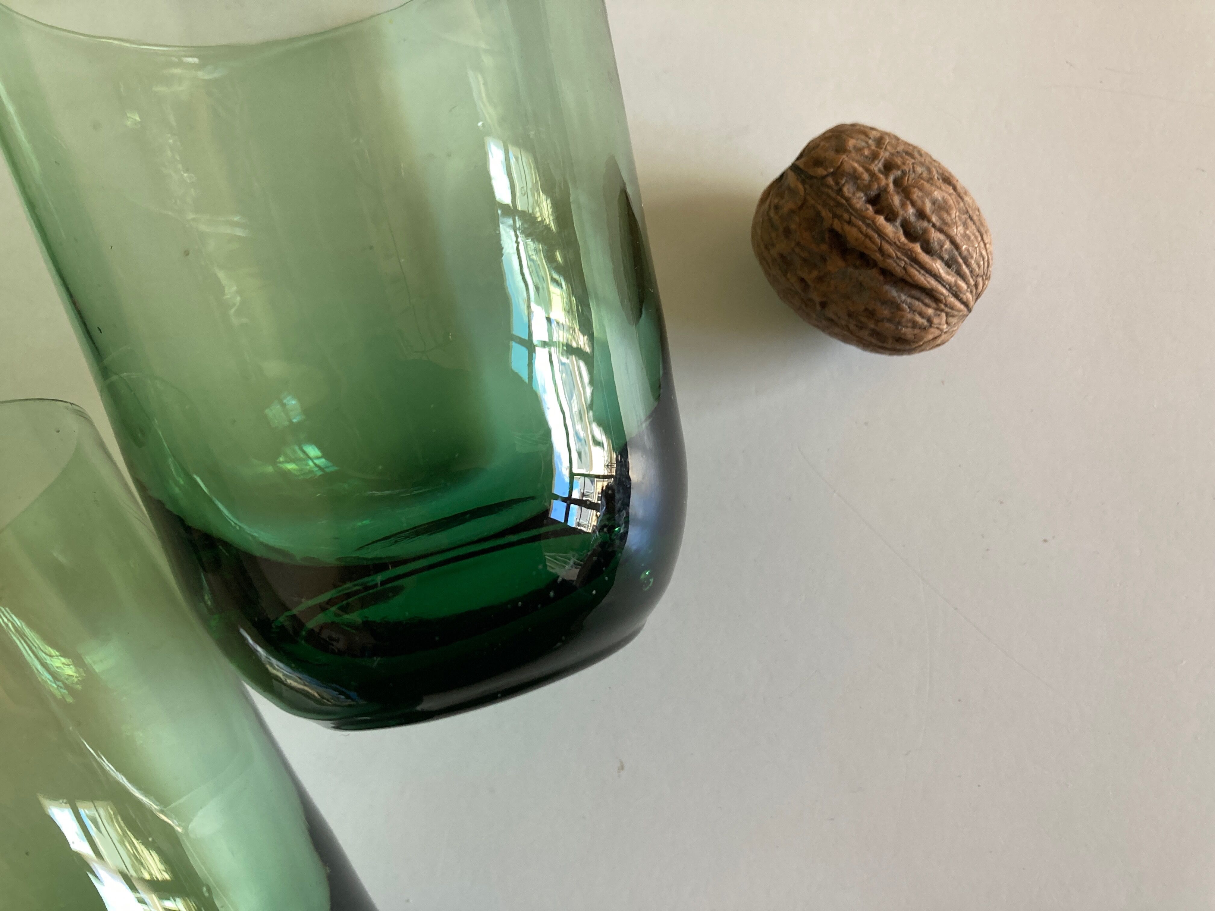 Set de 6 verres gobelets XL 1960 en verre vert