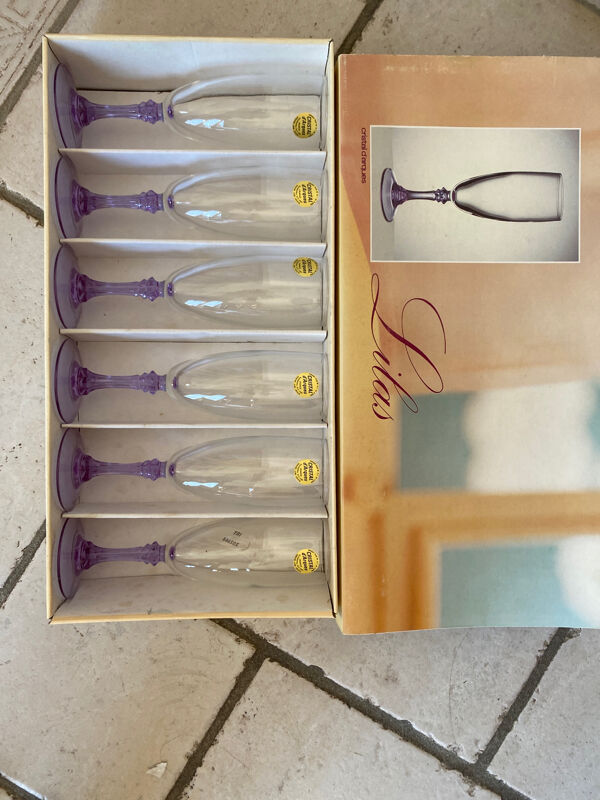 Lot de verres cristal Lilas vintage