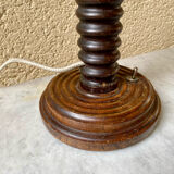 Vintage turned wooden lamp from the 1960s in the style of Charles Dudouyt.