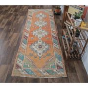 Vintage red Turkish hand-knotted runner 94x290