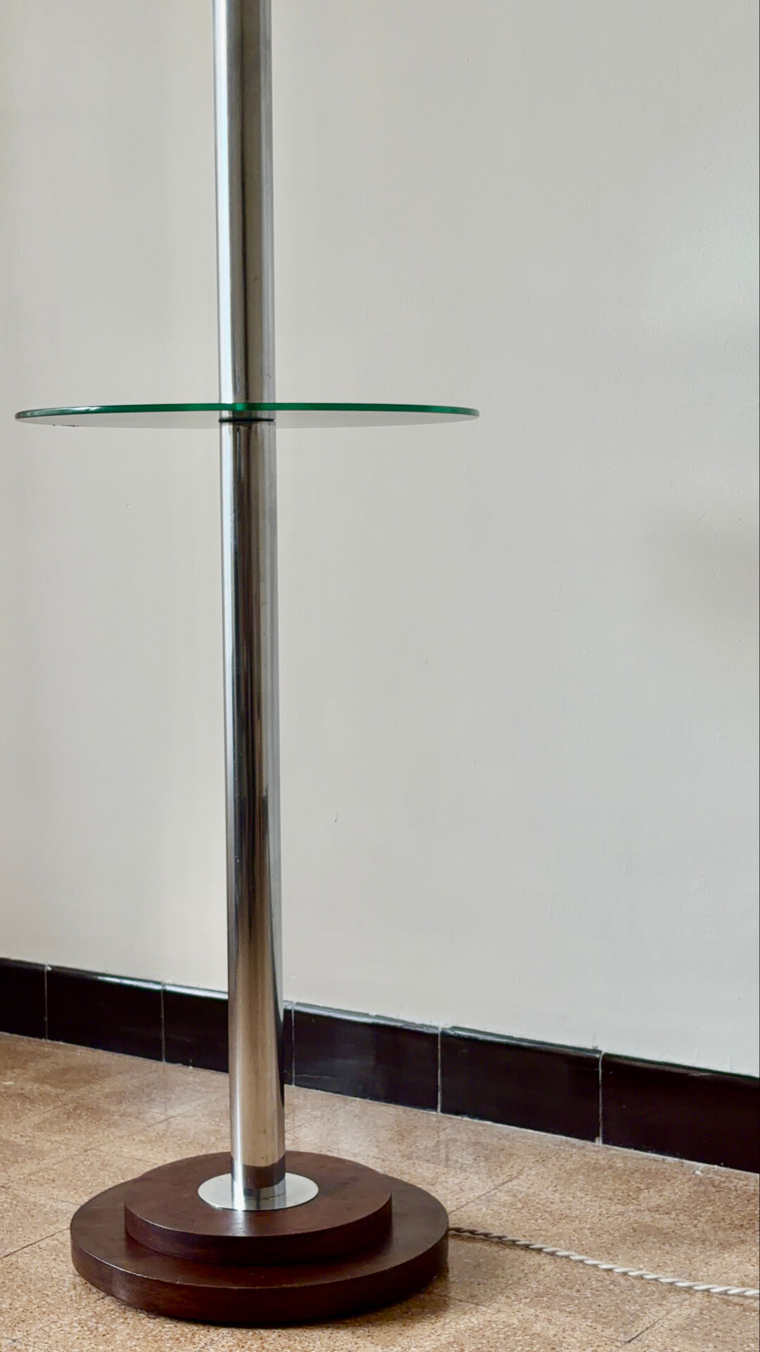 Lampadaire art déco, chrome et bois, 1930’s