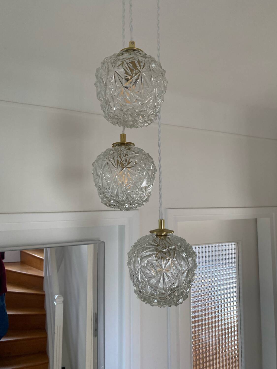Triple suspension with vintage glass globes