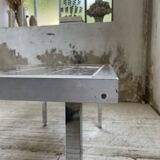 Table basse chrome et carrelage années 50