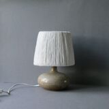 70s stoneware lamp with wool lampshade