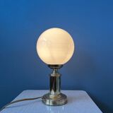 Set de 2 lampes de bureau en verre opalin doré vintage