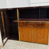 High Sideboard in Radica and Gilded Metal, 1970s