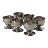 Lot de 6 coquetiers en inox, Design, 1970