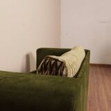 Vintage Two-seater Sofa, Deep Green Velvet, Cuschion patterns