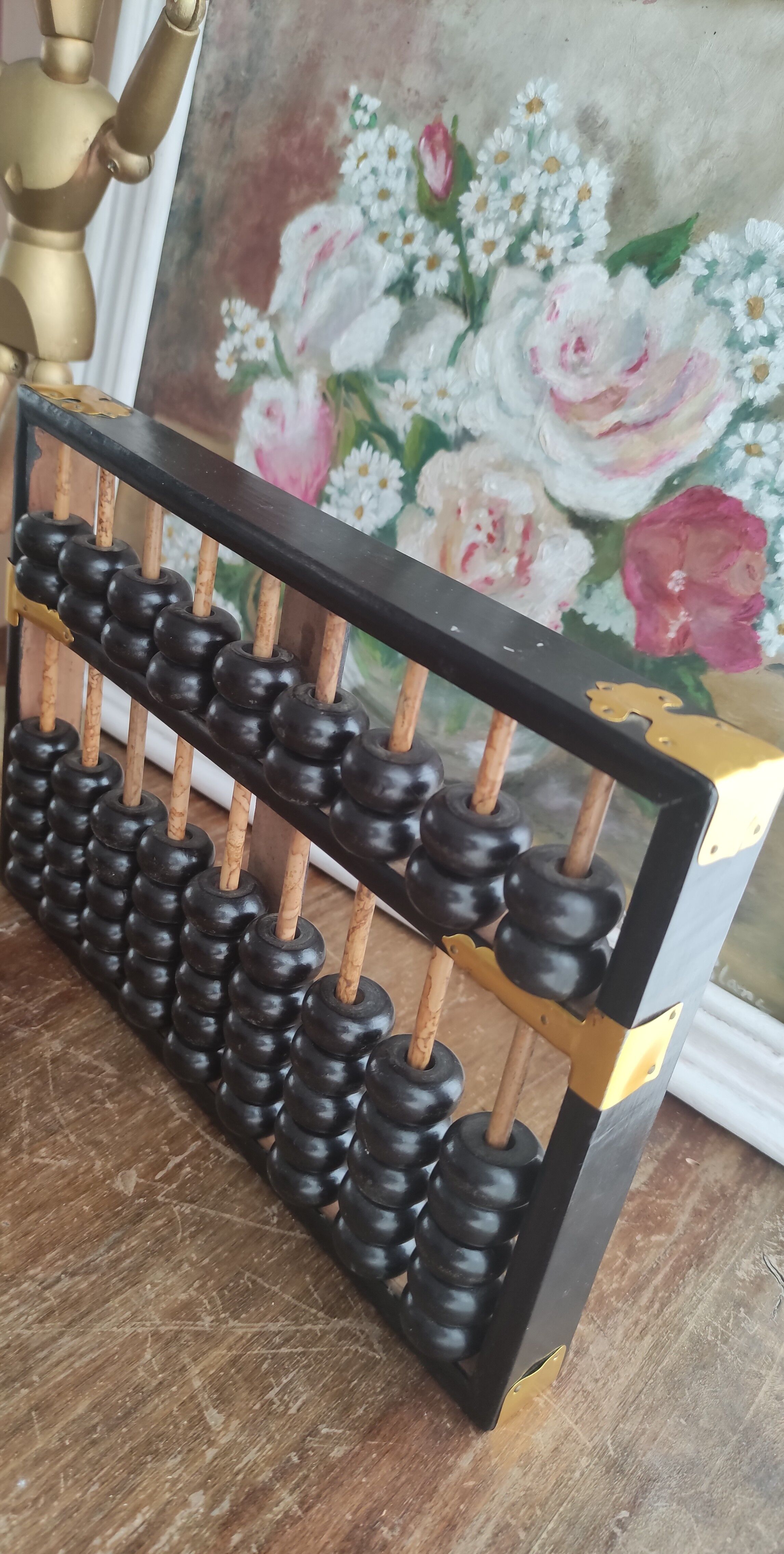 Boulier chinois en bois et laiton